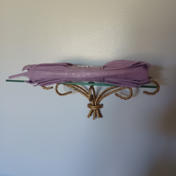 Jessica Simpson Lilac Kiss Lock Bow Snakeskin Print Wristlet - Picture 3 of 7